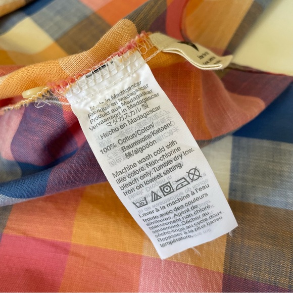 Madewell, Hilltop, Rainbow Madras Plaid, Boxy Shirt, Blue, Orange, Pink,… - Picture 14 of 14